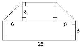 The figure is made up of 2 rectangles and 2 right triangles. What is the area of the figure? 173  25