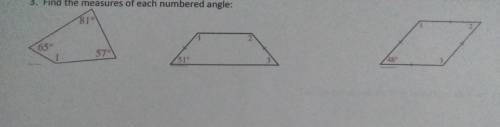 Can someone help me find the measure of each numbered angles? Please help ASAP!
