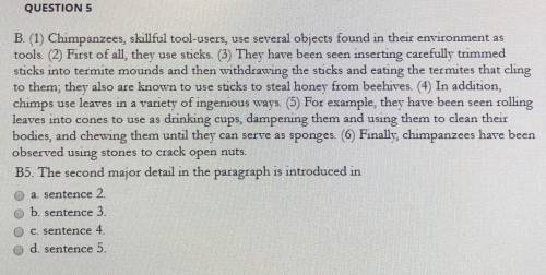 Please help . I’ll mark as brainliest if correct. The second major detail in the paragraph is introd