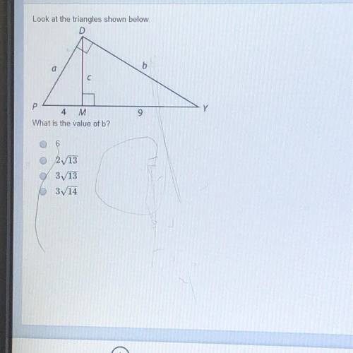 Look at the triangle  What is the value of b?