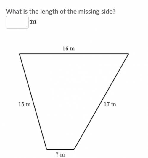The perimeter of a figure is 52 m what is the length of the missing side