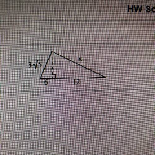 Find the value of x. pythagorean theorem.