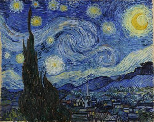 “Write 4 sentences how the starry night uses principles and elements of design”