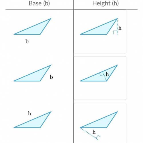 Match the base to the corresponding height