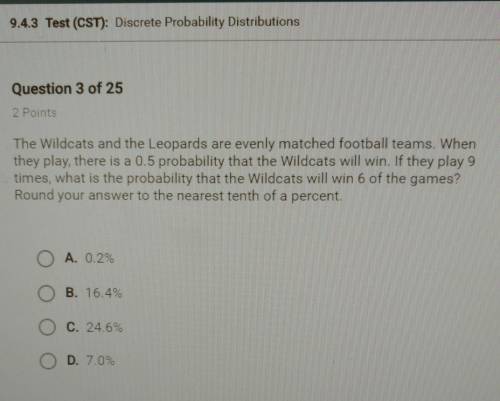 The Wildcats and the Leopards are evenly matched football teams. When they play, there is a 0.5 prob