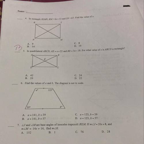 Help please with 4,6, and 7
