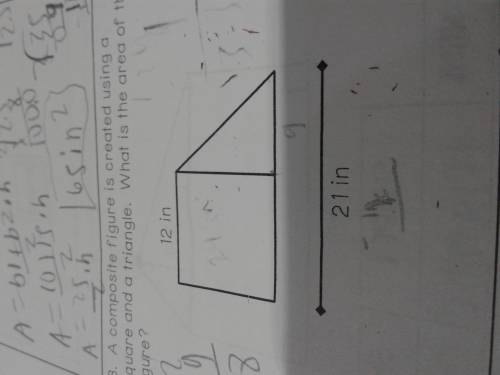 A composite figure is created using a square and a triangle. What is the area of the figure?