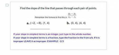 (DUE 12:30Find the slope of the line that passes through each pair