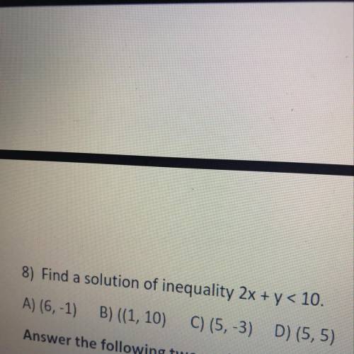 Find a solution of inequality 2x+y<10