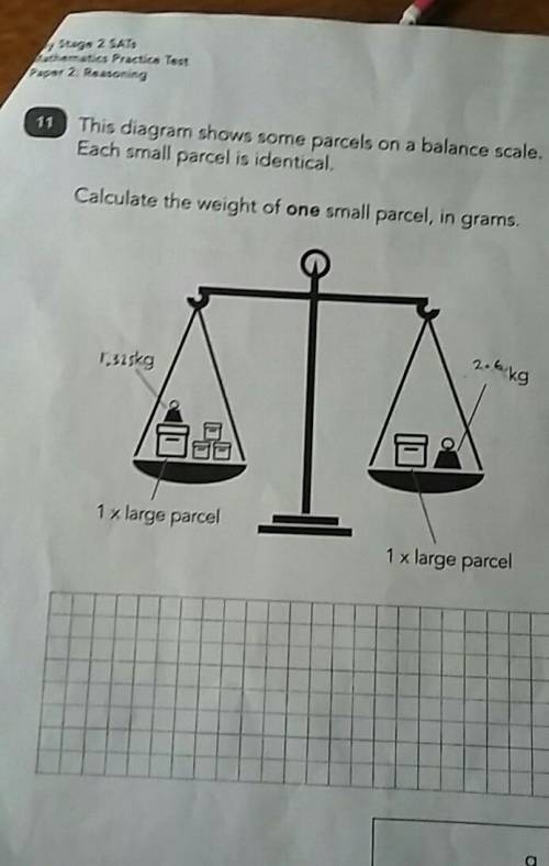Y Stage 2 SATSMathematics Practice Testpaper 2 ReasoningThis diagram shows some parcels on a balance