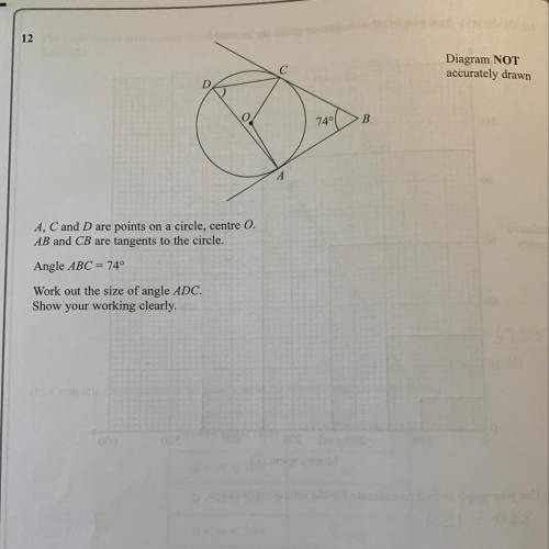 Help!!!  A, C and D are points on a circle, centre 0. AB and CB are tangents to the circle. Angle AB