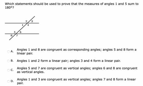Question 10: Please help, which statements should be used to prove that the measures of angles 1 and