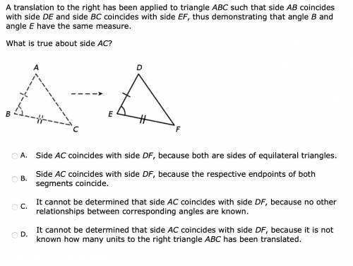 Question 2, what is true about side AC?