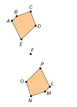 Figure ABCDE is the result of a 180 °rotation of figure LMNOP about the point. Which angle in the pr