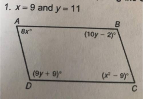 Determine whether this figure is a parallelogram for the given values of the variables (explain your