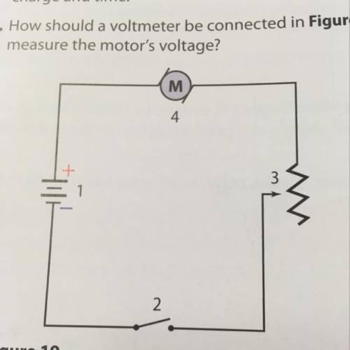 How should a voltmeter be connected in figure 19 to measure the motor’s voltage?