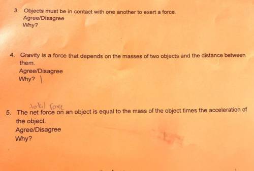 3,4,5 please help! Has to do with motion,forces and Newton’s law