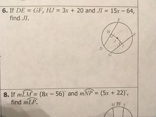If DE= GF, HJ= 3x+20 and JI= 15x-64, find JI Please help me! I’m really stuck on what to do
