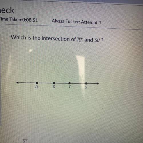 Which is the intersection of RT and SU? Help me fast pleaseeeee