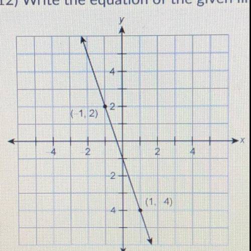 PICTURE SHOWN Wrote the equation of the given line in slope-intercept form:  Please help!!