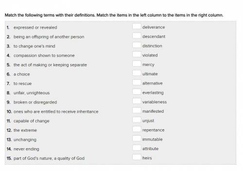 Match the following terms with their definitions. Match the items in the left column to the items in