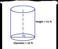 2. Find the volume of the cylinder pictured below. Use 3.14 for pi. Give your answer rounded to the