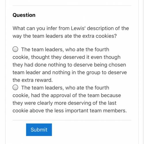 What can you infer from Lewis' description of the way the team leaders ate the extra cookies?