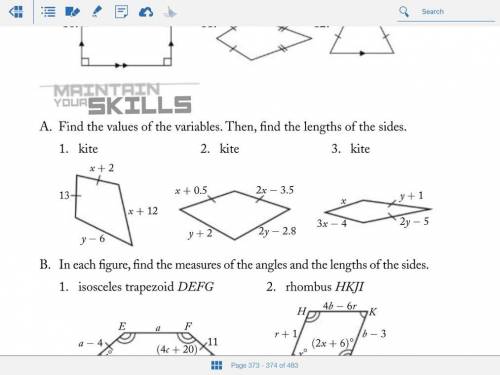 Find the values of the variables and the lengths of the sides