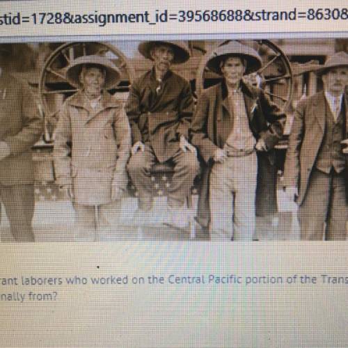 The provided picture is of immigrant laborers who worked on the Central Pacific portion of the Trans