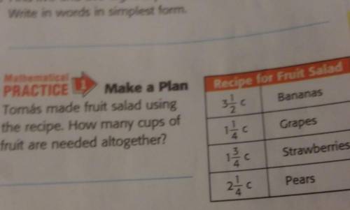 Thomas Made fruit salad using the recipe how many cups of fruit are needed all together PLS HELP HUR