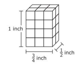 The right rectangular prism below is built with small cubes. What is the volume, in cubic inch (es)