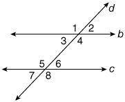 Given that lines b and c are parallel, select all that apply. Which pairs of angles are supplementar