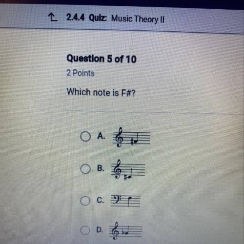 PLEASE HELP Which note is F#?