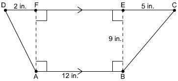 What is the area of this trapezoid? a. 108 in2 b. 139.5 in2 c. 166 in2 d. 171