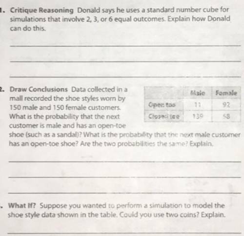 11. Critique Reasoning Donald says he uses a standard number cube for simulations that involve 2, 3,
