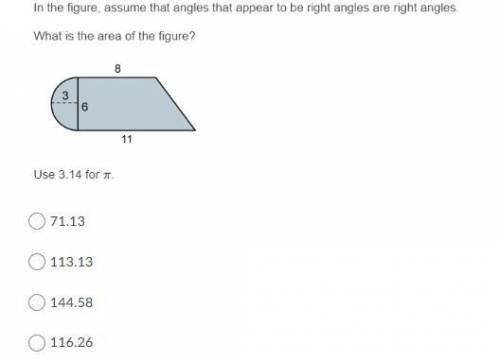 In the figure, assume that angles that appear to be right angles are right angles. What is the area