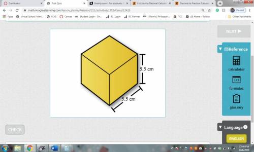 Find the surface area of the cube shown. (_________) square centimeters