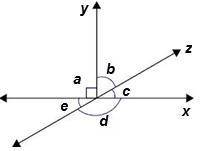 Line x and line z are straight lines.  Which pair of angles are vertical? Angle a and Angle d Angle