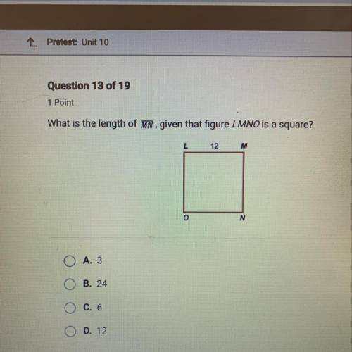 What is the length of MN, given that figure LMNO is a square?