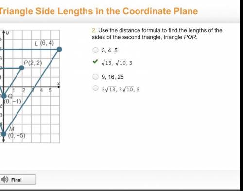 2. Use the distance formula to find the lengths of the sides of the second triangle, triangle PQR.