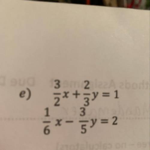 Solve the following simultaneous equation using either the substitution method or the elimination me