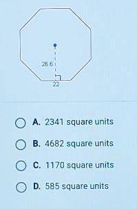 To the nearest square unit, what is the area of the regular octagon shownbelow?