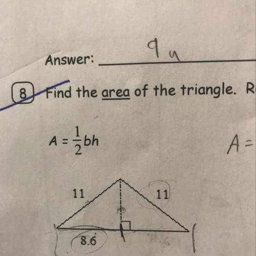 Find the area of the triangle. Round your answer to the nearest thousandths.  A=1/2 bh