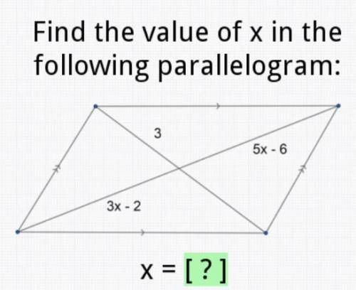 HELP! What is the value of X in the following parallelogram? WILL GIVE BRAINLIEST!