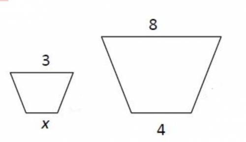 The two trapezoids are similar. Find the value of x. Enter your answer in the box.