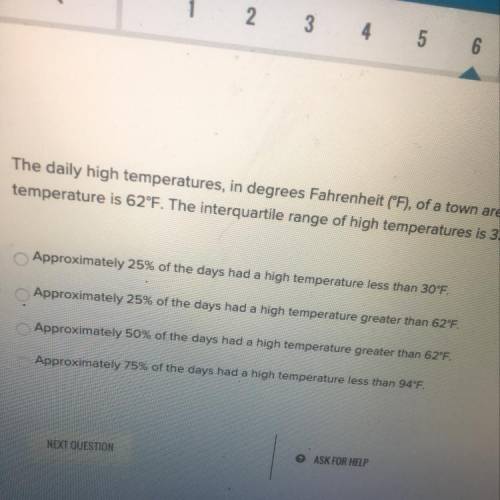 The daily high temperatures in degrees Fahrenheit town are recorded for one the median high temperat