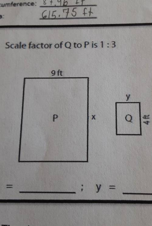 Scale factor of Q to P is 1 : 3
