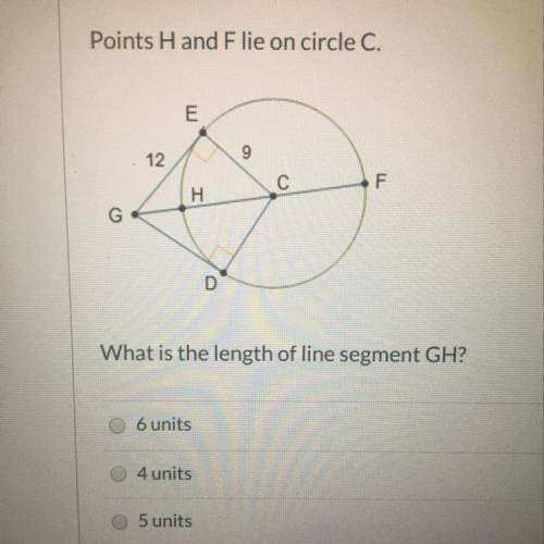 What is the length of line segment GH? 6 units 4 units 5 units 3 units