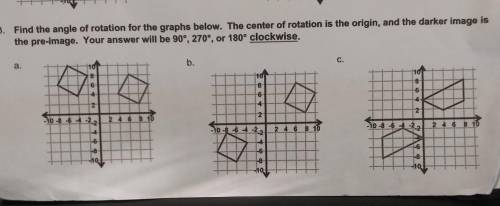 Find the angle of the rotations for the graphs below. The center of rotation is the origin, and the