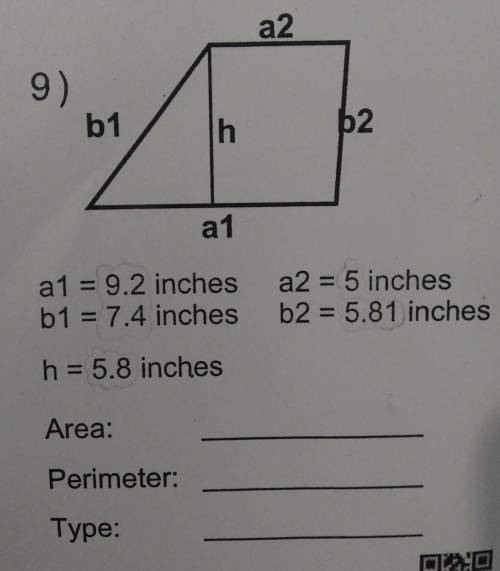 What is the area,perimeter and type? please help me!